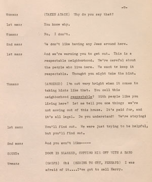 Extract from the WCCO radio script 'Neither Free Nor Equal', 20 Feb 1949. Image © Amistad Research Center